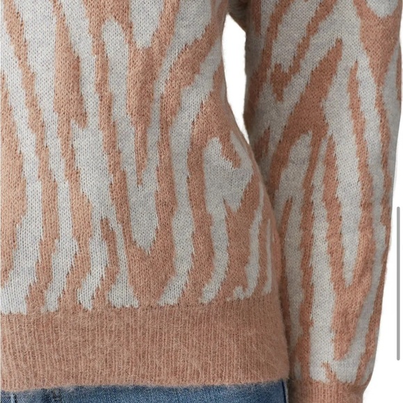 Rebecca Taylor NYC Merino Wool Tiger Stripe Sweater Camel Zebra Print - Picture 3 of 6